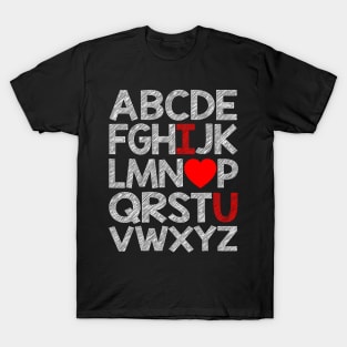 Alphabet ABC I Love You Valentines Day Heart Girls Boys T-Shirt